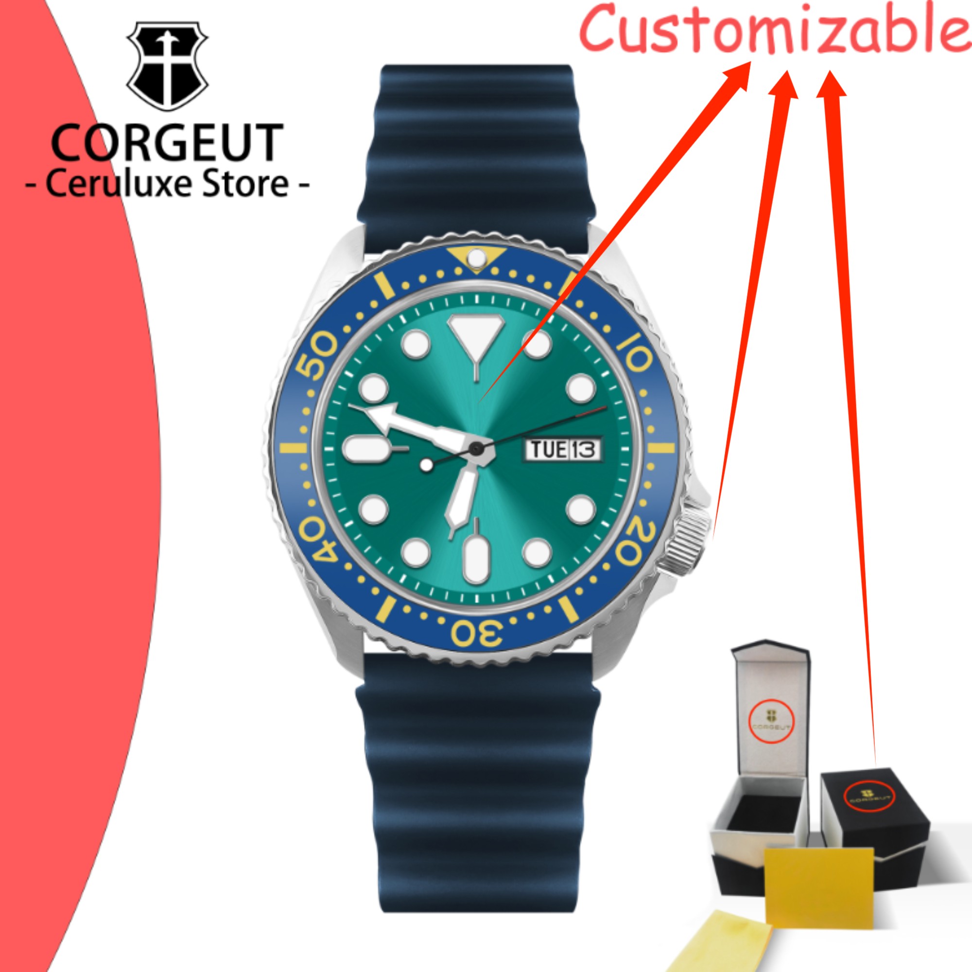 Waterproof Diving Watch - INDIVIDUELLES Logo Vintage Taucheruhr Mechanische Herrenuhren
