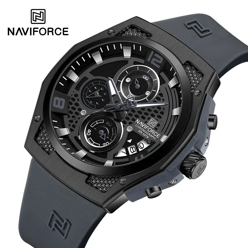 Silicone Sport Band - NAVIFORCE NF8051T Luxus-Design-Herrenuhren, 30 m wasserdicht,