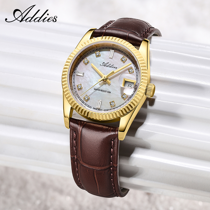 Waterproof Diving Watch - Addies 585 Quarz-Damenuhr, 28 mm, hochwertiges