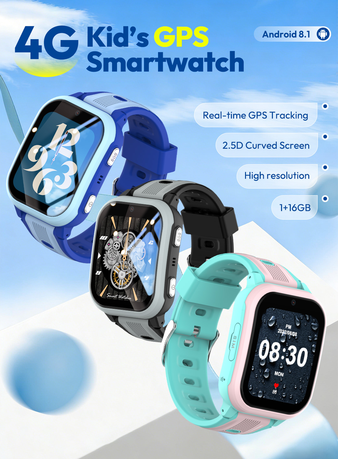 Smartwatch Watches For Boys - Wonlex 4G Kinder Smartwatch KT41 GPS