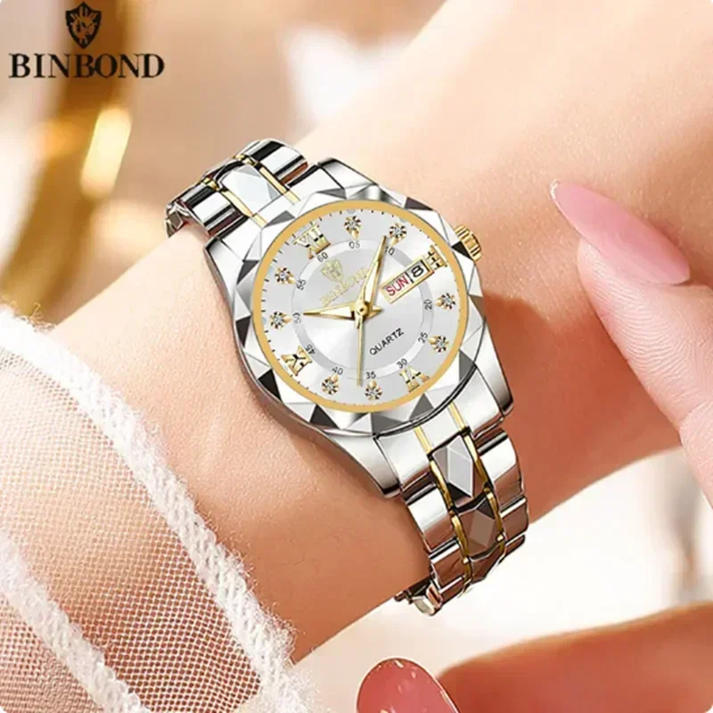 Waterproof Diving Watch - BINBOND Neue 2522 Modische Damen-Quarzuhr Wolframstahl-Timer