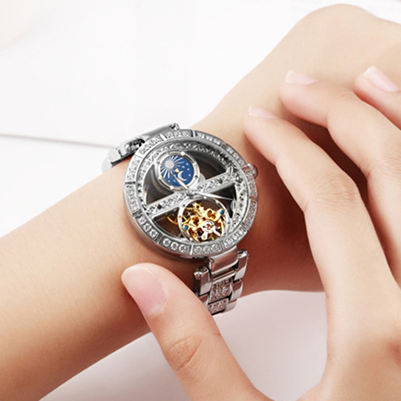 Skeleton Mechanical Watch - Damenuhr Automatische Frau Luxus Mode Wasserdichte