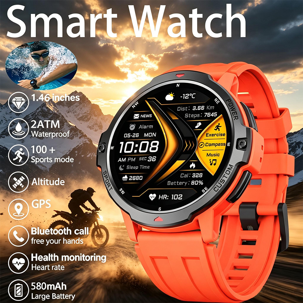 Smartwatch Timex Watches For Men - NEUE 6-Achsen-Gyroskop-Militär-GPS-Smartwatch, 3ATM wasserdicht, 580mAh Akku,