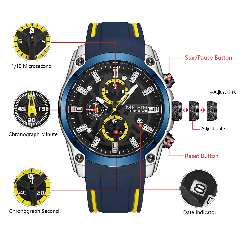 MEGIR Herren-Quarzuhr, Top-Mar – Silicone Sport Band Bewertung und Preis