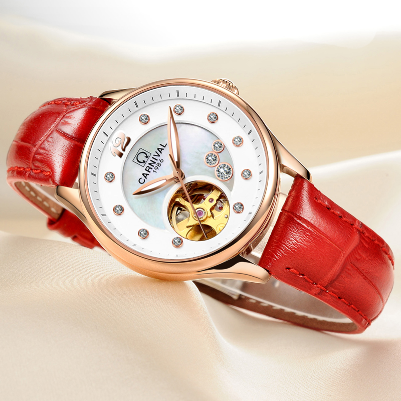 Schweiz CARNIVAL Luxus-Damenuh – Skeleton Mechanical Watch Bewertung und Preis