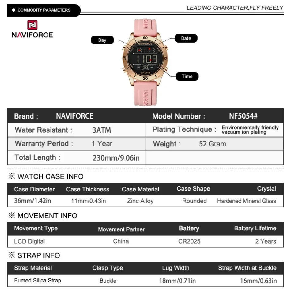 NAVIFORCE Uhr Für Frauen Mode  – Silicone Sport Band Bewertung und Preis